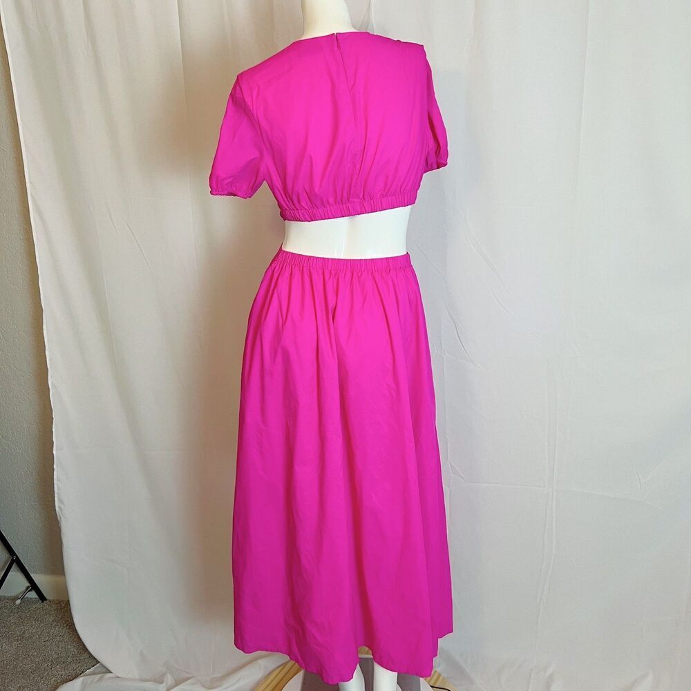 Staud Calypso Cutout Maxi Dress O Ring Neon Pink Summer Dress Size S - Picture 5 of 8